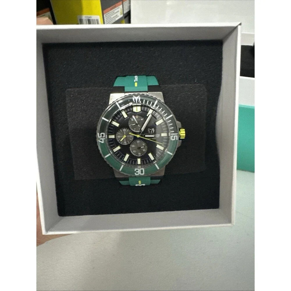 TechnoMarine Racing Legends Quartz Chronograph 43mm Black Dial Green Strap